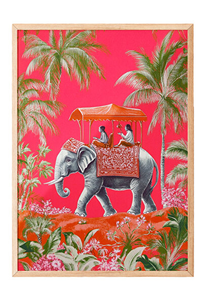 Zestia Tablou cu ramă din lemn, palmier tropical și pantera neagră, poster de...