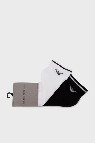 Emporio Armani Logo Cotton 2 Pack Socks Men Socks Em000538 Af18275 M0080