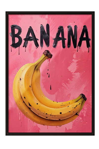 Zestia Πίνακας με μαύρο πλαίσιο, Εικονογράφηση Μπανάνας σε στυλ Ποπ-Αρτ, Διακ...