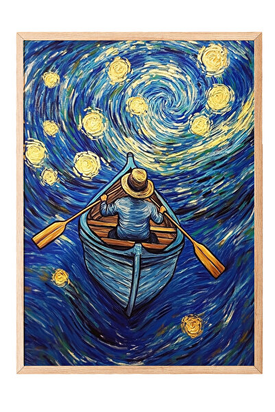 Zestia Tablou cu ramă din lemn, Noapte înstelată – Inspirație Van Gogh, Poste...