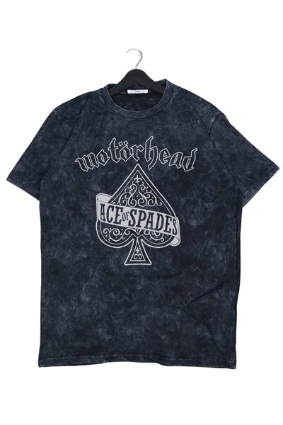 Fuddy Moda Унисекс тениска с надпис Motörhead Ace Of Spades, прекарана през п...