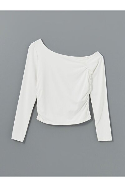 LC Waikiki Xside Boat Neck Gathered Interlock Women's Blouse