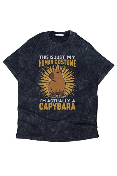 Fuddy Moda Tricou unisex I'm Actually A Capybara Written Lavabil, Tricou vint...