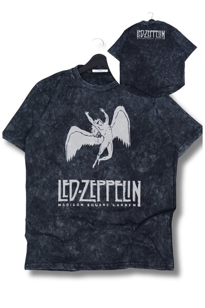 Fuddy Moda Tricou unisex lavabil cu imprimeu Led Zeppelin Ense, tricou retro ...