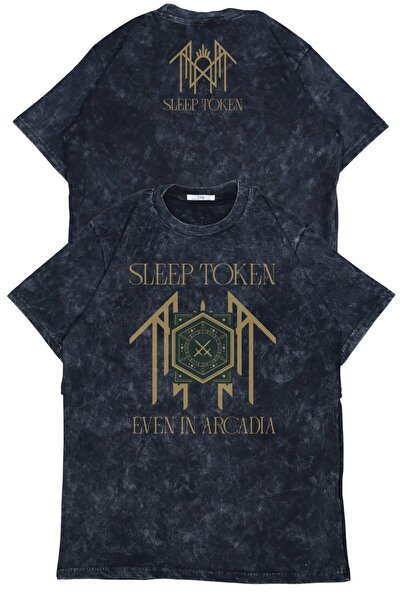 Fuddy Moda تي شيرت مطبوع عليه Gold Sleep Token Ense للجنسين، تي شيرت عتيق ذو طابع فرقة روك كبيرة الحجم