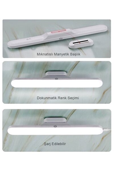 HALL BREATHE Şık 3’lü dekoratif yatak başı makyaj masası ve aydınlatmalı aksesuarlar