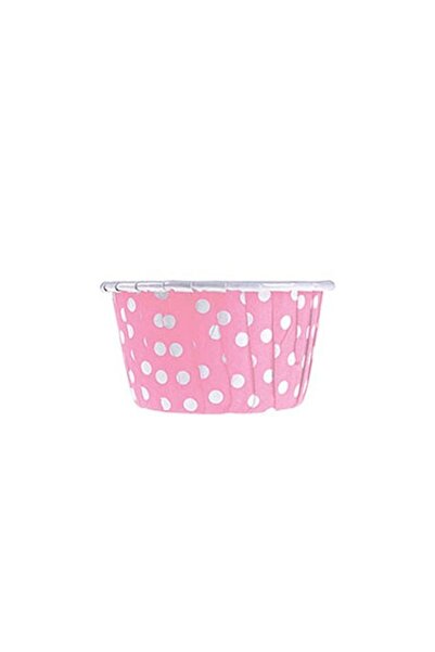 MODGER 10'lu Kağıt Muffin Kek Kapsülü Shrinkli Açık Pembe Puantiyeli