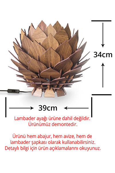 HALL BREATHE Ceviz Renkli Dekoratif Lambader Şapkası, Şık ve Modern Tasarım