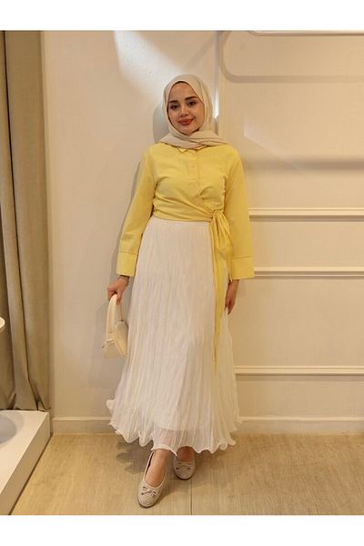 HOT HOT Maxi Size Detail Lined Chiffon Crush Skirt