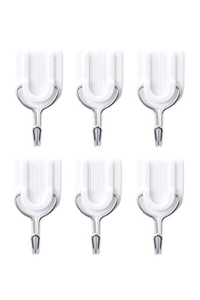 fun zone خطاف مطبخ وحمام من شاربدو، 6 قطع، أبيض، 5 سم