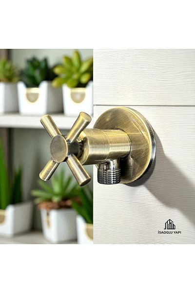 İSAOĞLU YAPI Antique Gold Bidet Faucet Set 2 Pieces Brass Material Antique Gold Bidet Faucets Intermediate Faucets