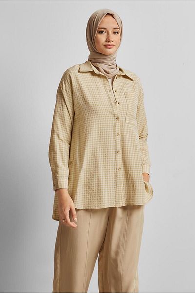 Alvina Plaid Patterned Cotton Tunic 45779