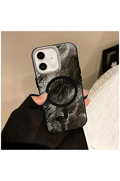 Zebana Apple iPhone 16 Uyumlu Kılıf Glow Taşlı Silikon Kılıf (Kablosuz Şarj) ...