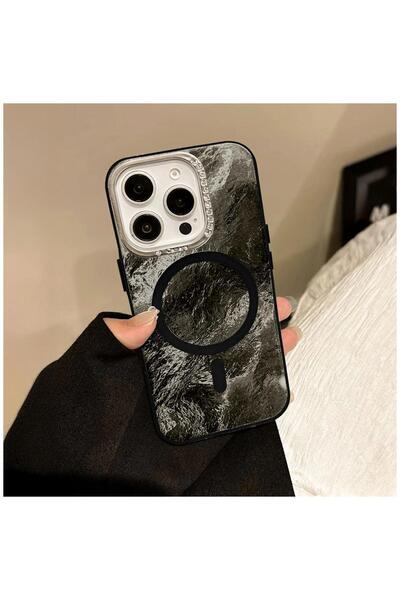 Zebana Apple iPhone 16 Pro Uyumlu Kılıf Glow Taşlı Silikon Kılıf (Kablosuz Şa...