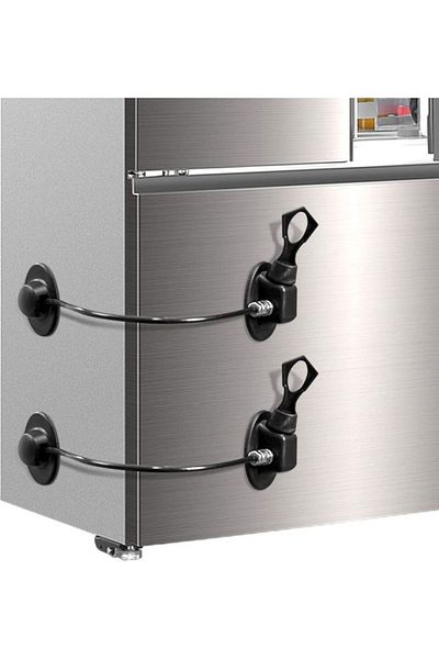 fun zone XiuWoo 2-Piece Childproof Fridge Freezer Door Lock Black