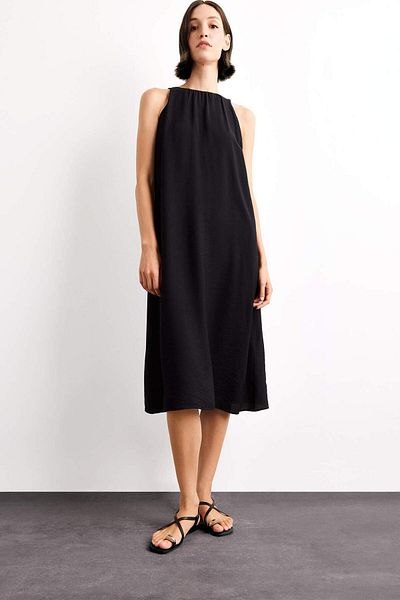 DeFacto Crinkle Fabric Sleeveless Midi Dress G0664Ax25Sm