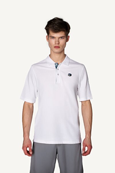 SPORTEMPT Ανδρικό πόλο oversized από βαμβάκι Supima με μονόγραμμα - Λευκό