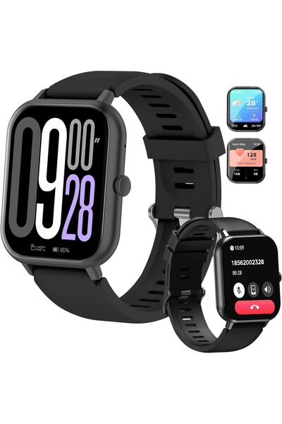 PEJE ZW01 Smartwatch - 1.83" Display, Bluetooth Calls, 15-Day Battery, IP68, 123+ Sports Modes (Blac