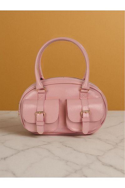 Rivina Women's Double Pocket Buckle Leather Look Mini Shoulder and Hand Bag
