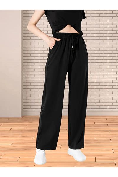 LOSSİA Women's Black Baggy Plus Size Loose Cut Quality Stretchy Comfortable Fabric Sweatpants Dfghdfhyus