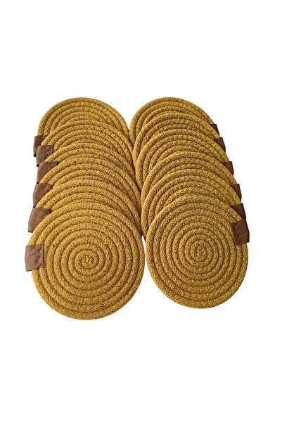 HHKARTS كوب من الجوت بساط الخردل 13 سم 12 قطعة