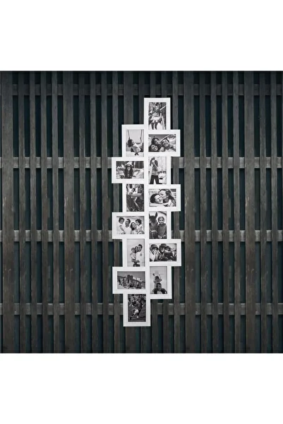 SERSIMO Wall photo frame, collage of 14 photos, 36x118cm, white