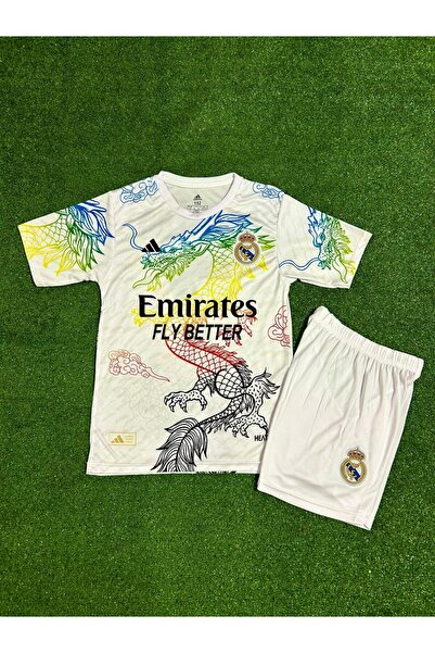 BREATHLESS Real Madrid Cristiano Ronaldo Ejderha Desenli Çocuk Forması (Beyaz...