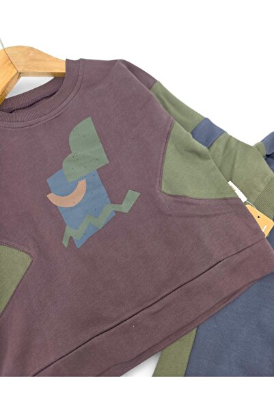 VOY KİDS Boy's 2 Thread Unsharded, Seasonal 2-3-4-5-6 Years Old Printed Bottom Top Tracksuit Set