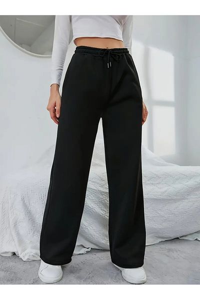 ELF MODA Women's Seasonal Loose Wide Leg High Waist Sweatpants-Asel01