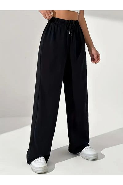 LOSSİA Women's Black Baggy Plus Size Loose Cut Quality Stretchy Comfortable Fabric Sweatpants Dfghdfhyus
