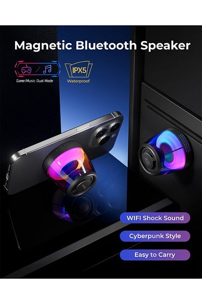 Generic Magnetic Bluetooth Speaker, Portable Bluetooth Speaker with RGB light, Waterproof Wireless Speaker,