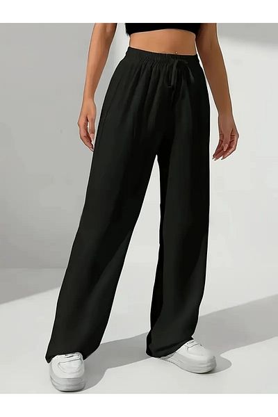 LOSSİA Women's Black Baggy Plus Size Loose Cut Quality Stretchy Comfortable Fabric Sweatpants Dfghdfhyus
