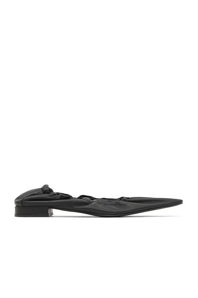 Bueno Shoes Black Leather Women's Flat Ballerinas 30Wa24257