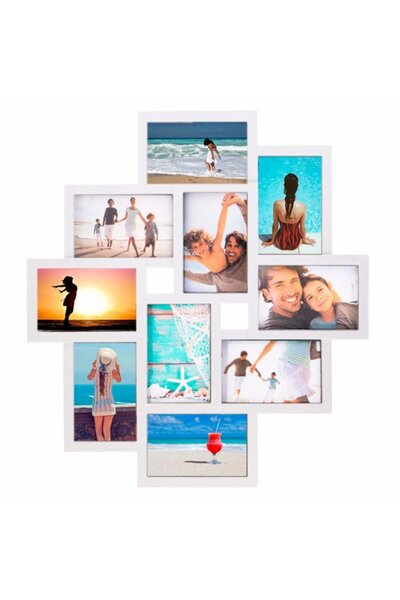 SERSIMO Wall photo frame, collage of 10 photos, 48x53cm, white
