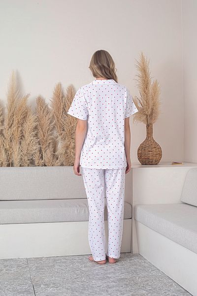 FORMO Women's 100% Natural Cotton Heart Shirt Collar Short Sleeve Quality Pajamas Set