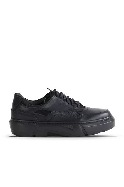 Bueno Shoes Black Leather-Mesh Men's Sports Shoes 10Ma106594