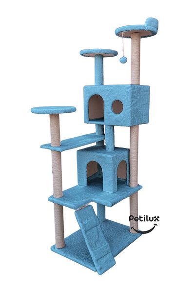 Petilux Multi-Storey Cat House and Scratching Tower Cat Play and Rest Area with Jute Drawstring Scratching Area
