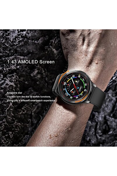 PEJE Rotatable Dial Smart Watch, 1.43" AMOLED, Bluetooth Calls, 123+ Sport Modes (Blue)