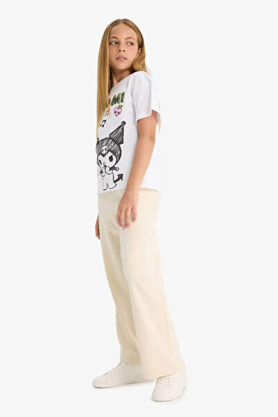 DeFacto Beli Lastikli Wide Leg Geniş Paça Taş Kız Çocuk Pantolon E1836A8/BG734