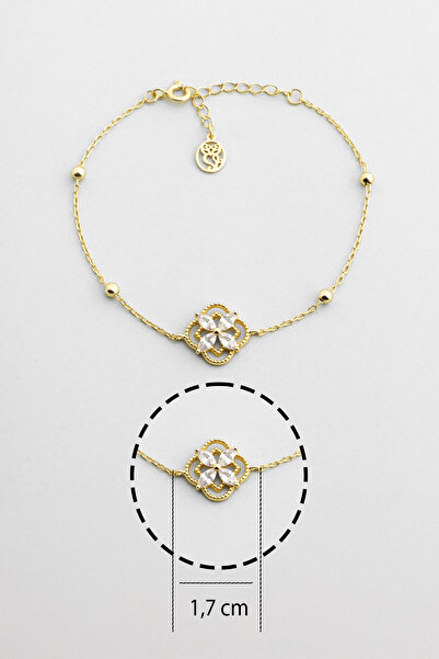 So CHIC... Şans Çiçeği 18 Ayar Sarı Altın Kaplama 19 Cm Gümüş Minimal Bileklik