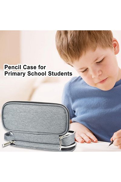LBTrading large capacity pencil case, gray, canvas, 22 x 10 x 5 cm
