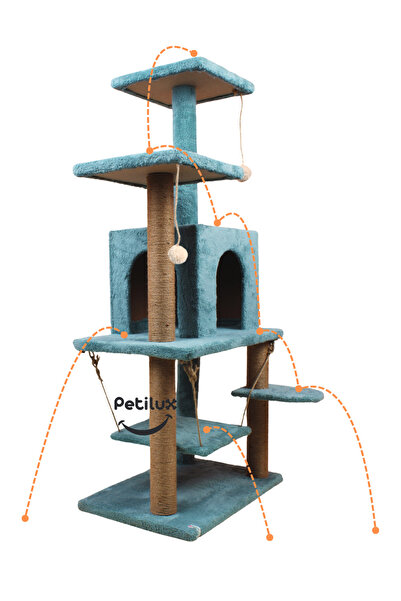 Petilux Jute Drawstring Welsoft Cat House and Play Platform with Swing Nest