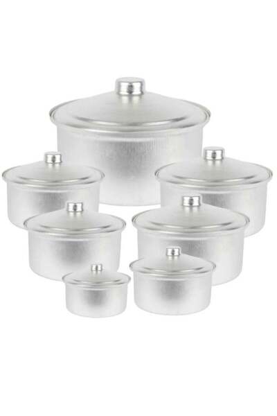 WATANIA Set of 7 Aluminum Pots with Lids - Silver