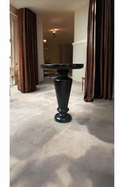 Simillo Home&Living Doğal Masif Ahşap Tekli Mantar Yan Sehpa – Siyah Zigon Se...