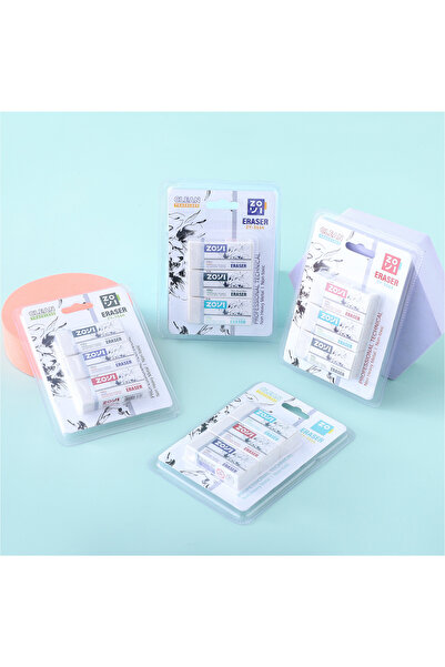 Fab N Funky Non Toxic Pro Professional Erasers, Fun to Use, Easy to Grip, Kid-Friendly White - 3 Pieces