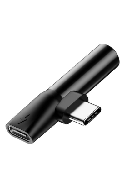 Dali Adaptor Splitter Audio, USB Tip-C la USB Tip-C și Mufă de 3,5 mm, Negru