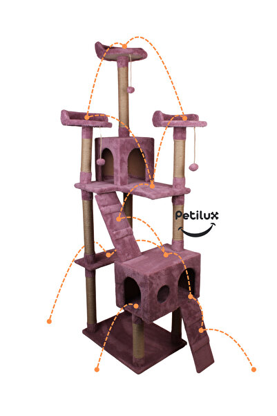 Petilux New Multi-Storey Cat House with Residence Design Jute Drawstring Scratching Tower and Resting Area