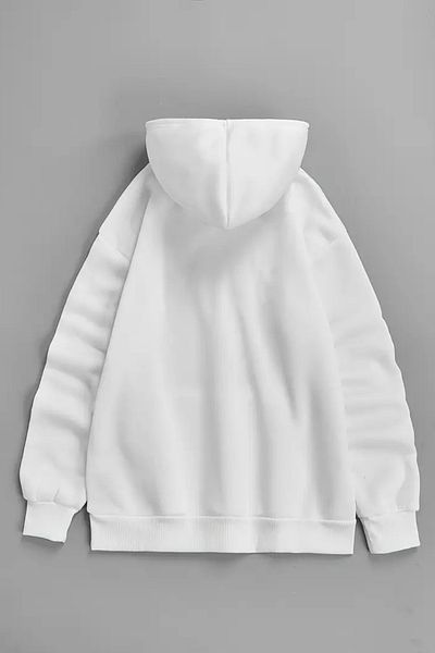 Sweetline Unisex White Hooded Sweatshirt – Panda Pocket, Printed Thick Fabric