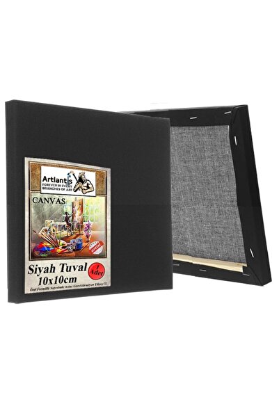 Artlantis Siyah Tuval 10x10 cm 1 Adet Astarlı Kare Tuval Resim Tuvali Siyah 1...