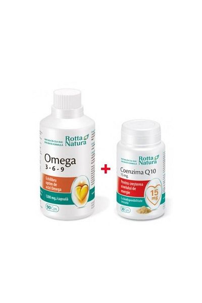 Rotta Natura Pachet Omega 3-6-9 x 90 capsule + Coenzima Q10 15 mg x 30 capsule